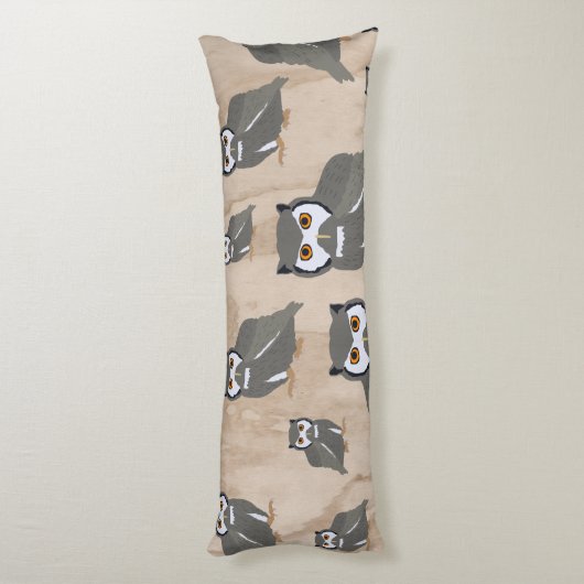 Coussins Longs Chouette Motif & Bois rustique (Dos (Vertical))