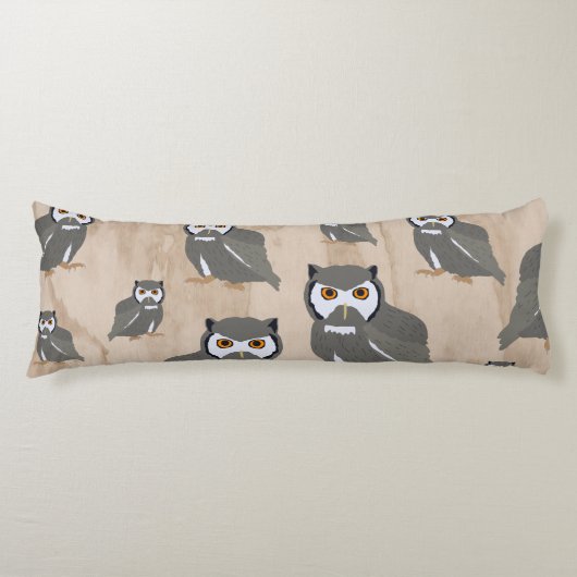 Coussins Longs Chouette Motif & Bois rustique (Devant)