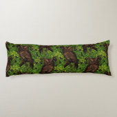 Coussins Longs Chouettes dans le chêne, vert et marron (Dos)