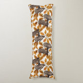 Coussins Longs Chouettes d'automne sur coton blanc (Devant (Vertical))