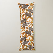 Coussins Longs Chouettes d'automne sur coton blanc (Dos (Vertical))