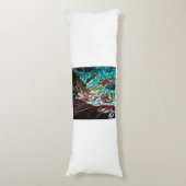 Coussins Longs Chrysanthemum Glow Art bleu vert, blanc et rouge (Devant (Vertical))