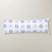 Coussins Longs Ciel Bleu & Fleurs Blanches sur Blanc (Dos)
