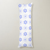 Coussins Longs Ciel Bleu & Fleurs Blanches sur Blanc (Dos (Vertical))