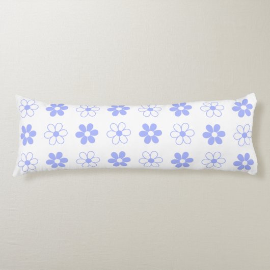 Coussins Longs Ciel Bleu & Fleurs Blanches sur Blanc (Devant)