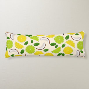 Coussins Longs Citron chaux noix de coco et menthe joyeux motif