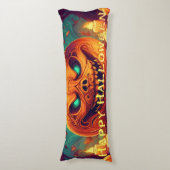 Coussins Longs Citrouille à visage effrayant parmi les bougies, H (Devant (Vertical))