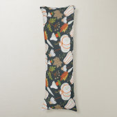 Coussins Longs Citrouille continu motif floral noir et blanc (Devant (Vertical))