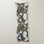 Coussins Longs Citrouille continu motif floral noir et blanc (Dos (Vertical))