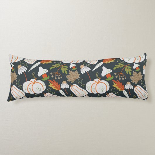 Coussins Longs Citrouille continu motif floral noir et blanc (Devant)