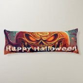 Coussins Longs Citrouille orange effrayant avec visage, Halloween (Dos)