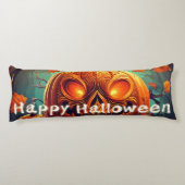 Coussins Longs Citrouille orange effrayant avec visage, Halloween (Dos)