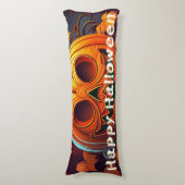 Coussins Longs Citrouille orange effrayant avec visage, Halloween (Devant (Vertical))