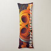 Coussins Longs Citrouille orange effrayant avec visage, Halloween (Dos (Vertical))
