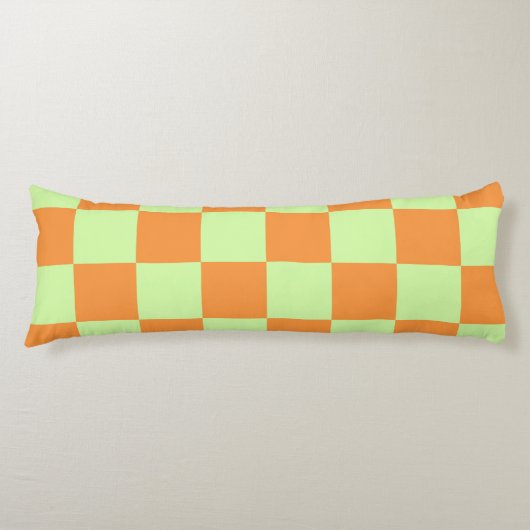 Coussins Longs Citrus vert orange À damiers En vichy Motif (Devant)
