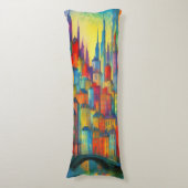 Coussins Longs Cityscape Peinture d'Art Générique Colorée (Devant (Vertical))