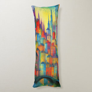 Coussins Longs Cityscape Peinture d'Art Générique Colorée