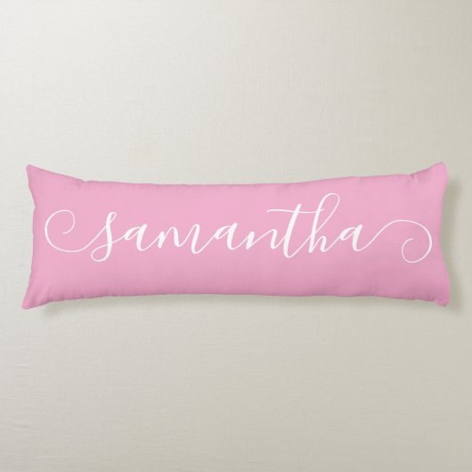 Coussins Longs Clair rose et blanc Cute Curl Nom de la signature (Devant)