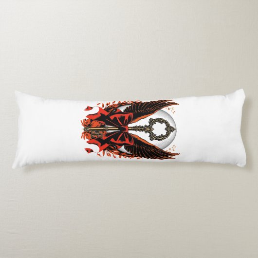 Coussins Longs Clé de fond en velours gothique avec ailes et lune (Devant)