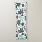 Coussins Longs Clematis Floral Gris Aquarelle Turquoise (Devant (Vertical))