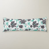 Coussins Longs Clematis Floral Gris Aquarelle Turquoise (Devant)