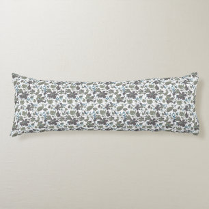 Coussins Longs Clematis Vine Fleurs Vert Bleu Aquarelle