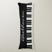 Coussins Longs Clés de piano noir et blanc Nom personnalisé (Devant (Vertical))