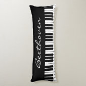 Coussins Longs Clés de piano noir et blanc Nom personnalisé (Dos (Vertical))