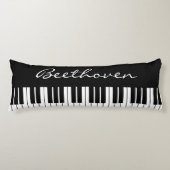 Coussins Longs Clés de piano noir et blanc Nom personnalisé (Devant)