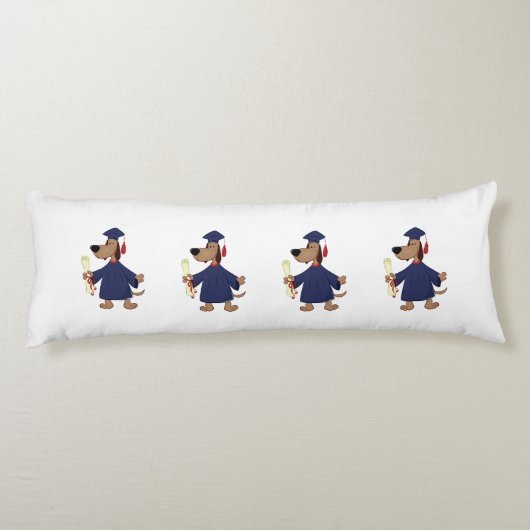 Coussins Longs Clipart de graduation de chien (Dos)