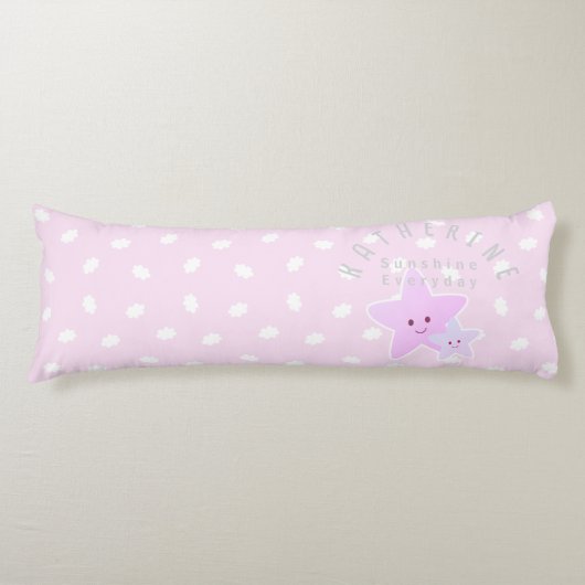 Coussins Longs Cloud Stars Bébé Pastel Rose (Devant)