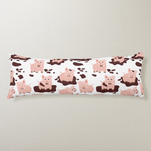 Coussins Longs Cochons mignons jouant dans les animaux de ferme d (Devant)