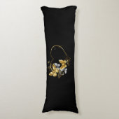 Coussins Longs Coeur aux papillons d'or (Devant (Vertical))
