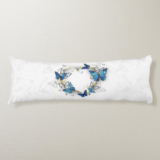 Coussins Longs Coeur bijoux avec papillons Morpho (Devant)