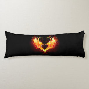 Coussins Longs Cœur de feu d'ange avec des ailes