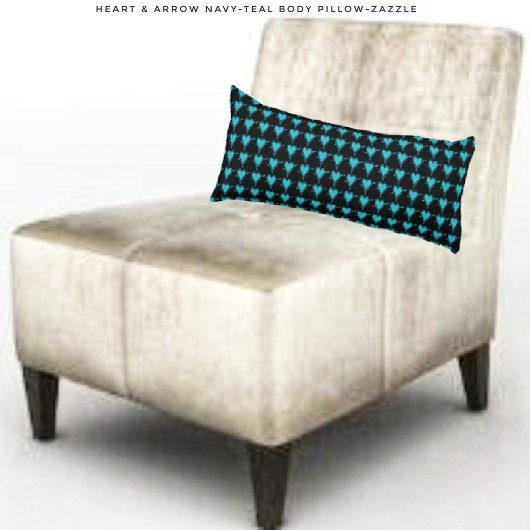 Coussins Longs Coeur et flèche - Turquoise de la marine