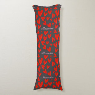 Coussins Longs Cœur « Je t'aime » gris foncé nom