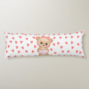Coussins Longs Coeur rose Imprimer Teddy Ours Corps Oreille Oreil