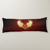 Coussins Longs Coeur rouge avec ailes d'or (Dos)