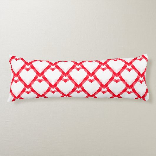 Coussins Longs Cœurs blancs rouges (Devant)