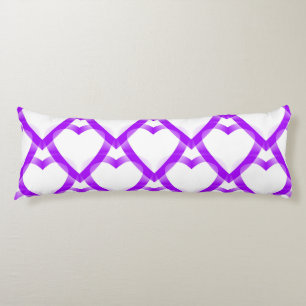 Coussins Longs Cœurs blancs violets