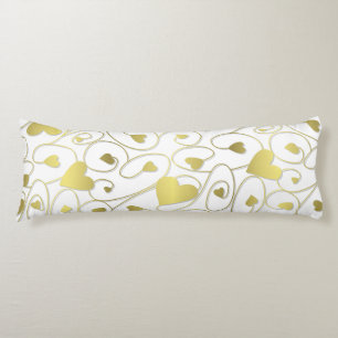 Coussins Longs Coeurs bouclés en or