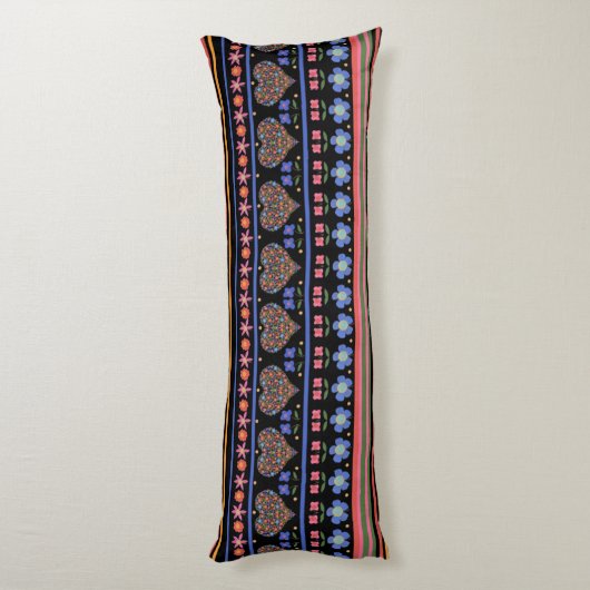 Coussins Longs Coeurs d'art populaire frontière sur l'oreiller du (Dos (Vertical))