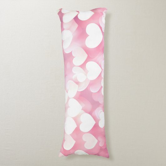 Coussins Longs Coeurs de Bokeh rose (Devant (Vertical))