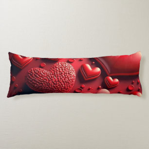 Coussins Longs Coeurs en 3D