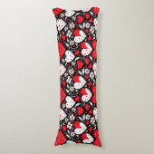 Coussins Longs Coeurs et fleurs rouges, noirs et blancs (Devant (Vertical))