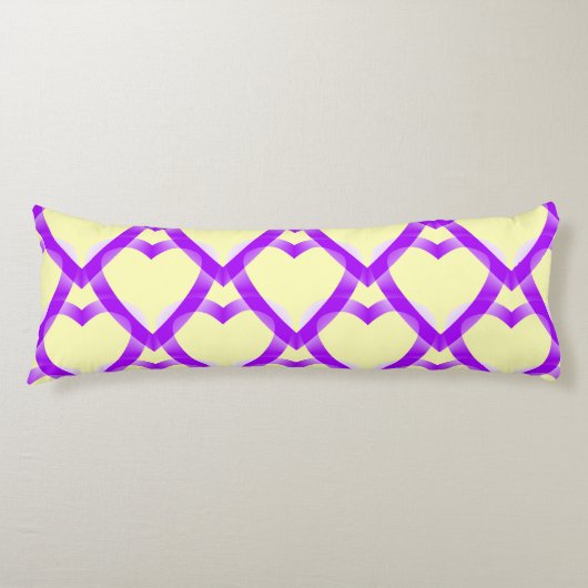 Coussins Longs Cœurs jaunes violets (Devant)