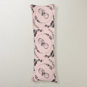 Coussins Longs Coeurs noirs simples, Floral, Infinité sur rose | (Devant (Vertical))