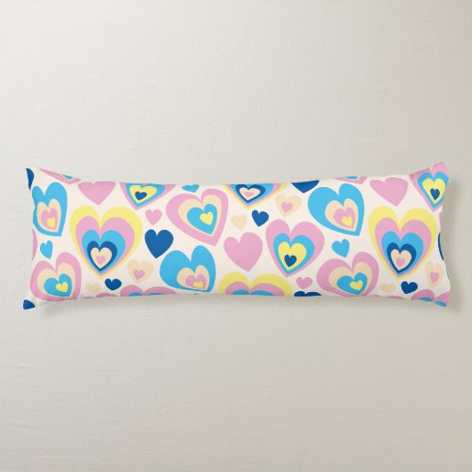 Coussins Longs Coeurs Pastel. (Devant)