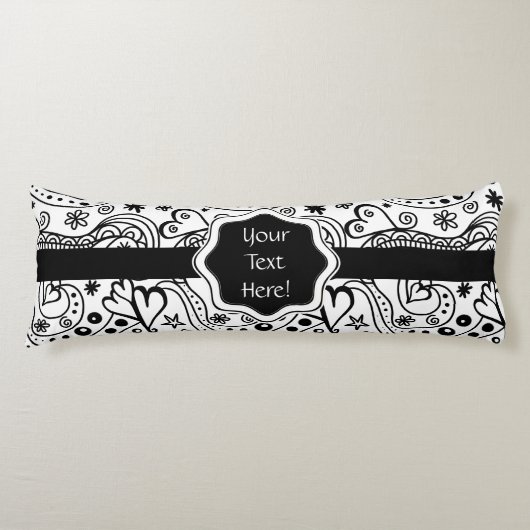 Coussins Longs Coeurs personnalisés tendance et Motif de doodle d (Devant)